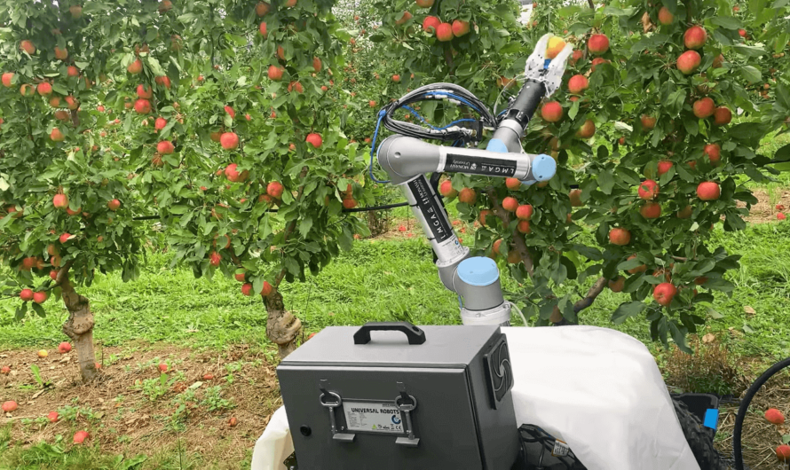 Создан робот, который помогает собирать яблоки
