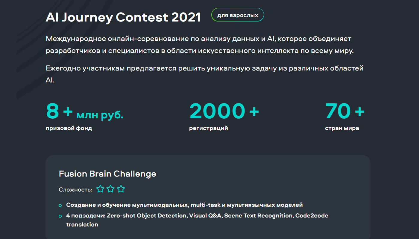 AI Journey Contest 2021 - онлайн-соревнование по анализу данных и  искусственному интеллекту